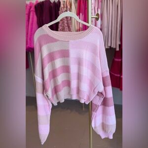 Le Lis Pink and Cream Striped Sweater